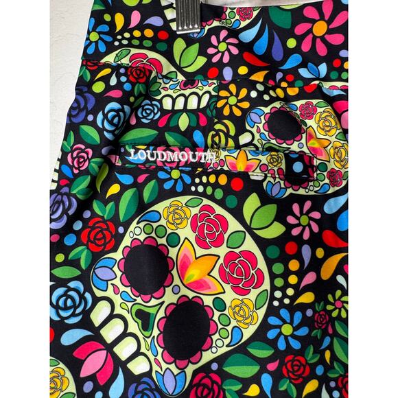 LoudMouth Classic Skort - Mosaic Skulls Size 12 Casual Dia de Muerte Mexican - Picture 4 of 8